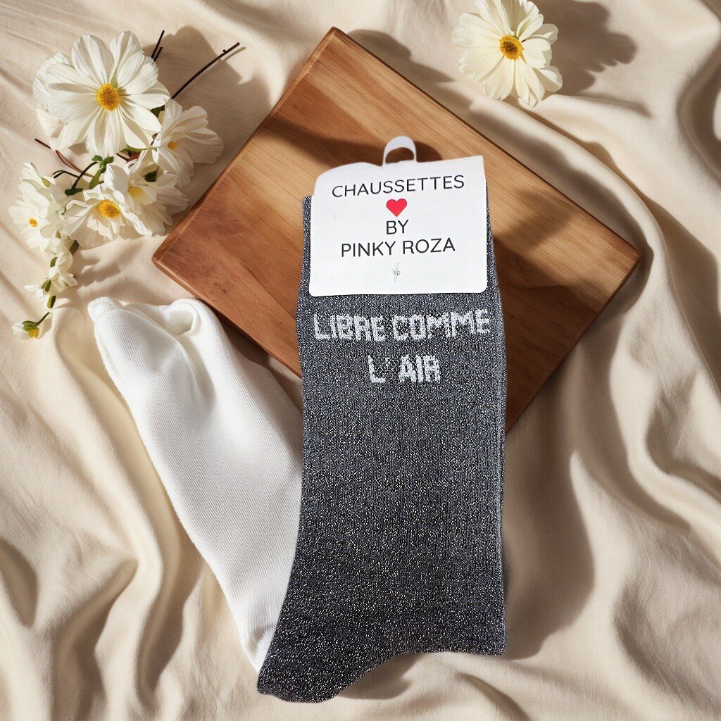 CHAUSSETTES BRILLANTES A MESSAGE LIBRE COMME L'AIR – Image 3