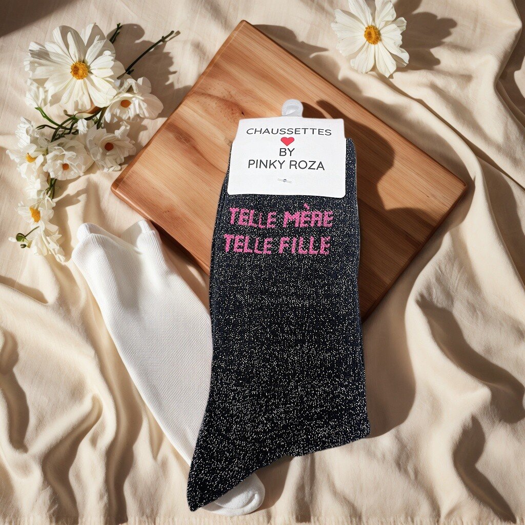CHAUSSETTES BRILLANTES A MESSAGE TELLE MERE TELLE FILLE