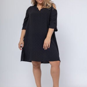 Robe tunique à col festonné en manches épaules dénudées