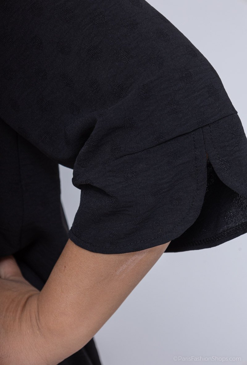 Robe tunique à col festonné en manches épaules dénudées – Image 3