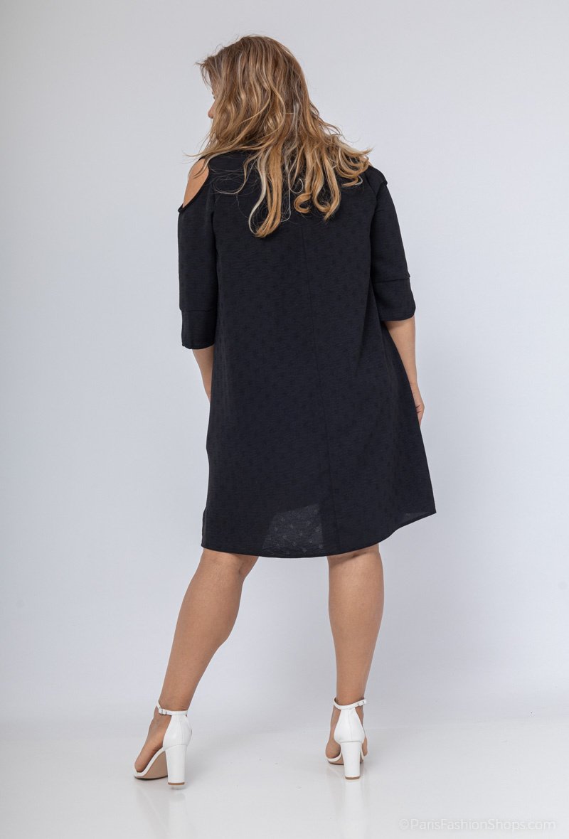 Robe tunique à col festonné en manches épaules dénudées – Image 4