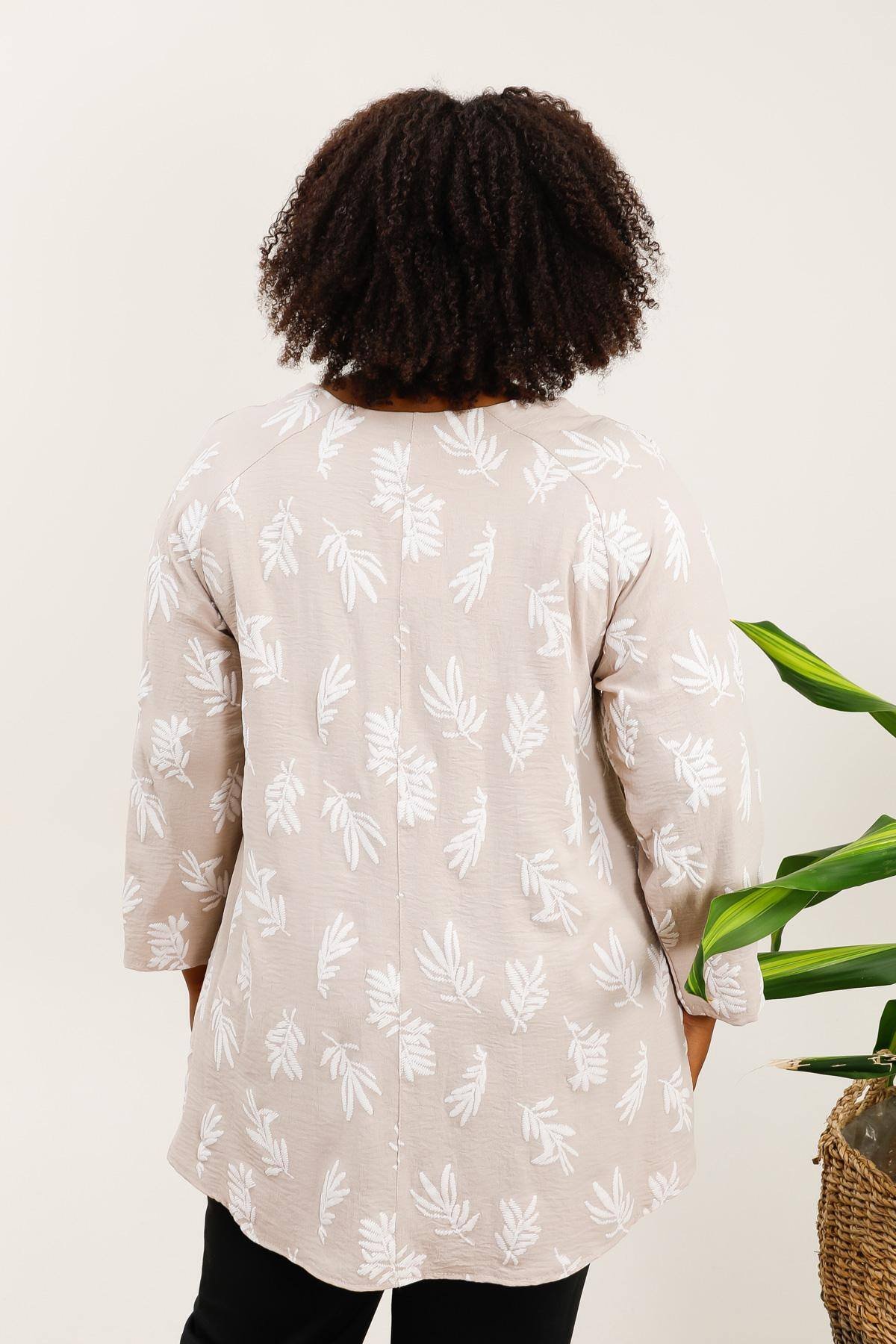 Tunique avec imprimé feuille grande taille – Image 4