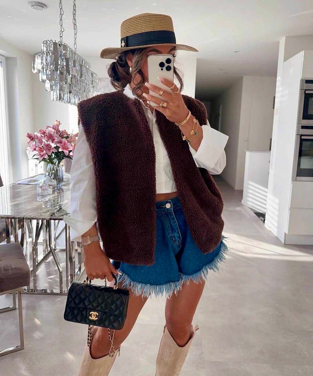 Veste sans manches moumoute doublure et poches – Image 4