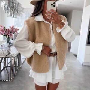 Veste sans manches moumoute doublure et poches