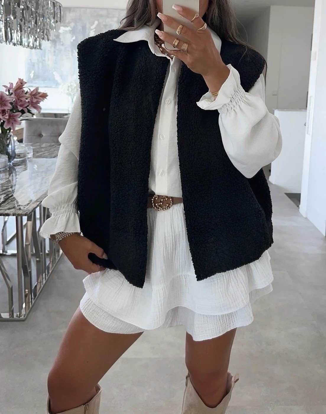 Veste sans manches moumoute doublure et poches – Image 2