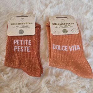 Chaussettes à Paillettes avec message